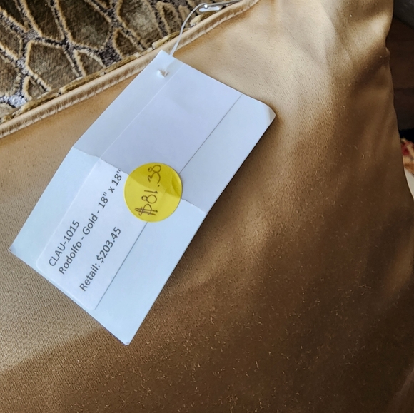 Set of 3 Gold Bronze Velvet Accent Decorative Pillows 18" - Picture 5 of 5